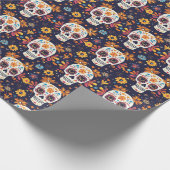 Kleurrijke dag van de dode suikerschedel naadloos  cadeaupapier (Hoek)