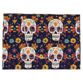 Kleurrijke dag van de dode suikerschedel naadloos groot cadeauzakje (Achterkant)