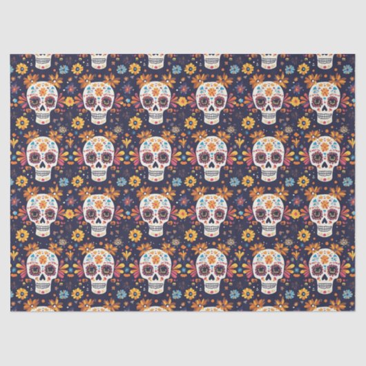 Kleurrijke dag van de dode suikerschedel naadloos tissuepapier (Voorkant)