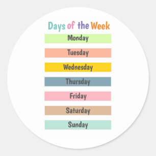Kleurrijke dagen van de week ronde sticker
