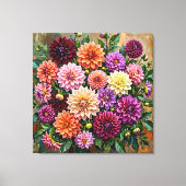 Kleurrijke Dahlia Bloemen Canvas Afdruk (Voorkant)