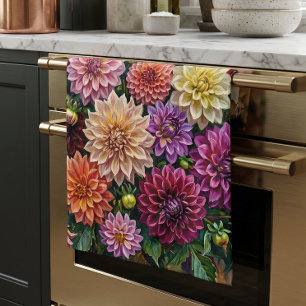 Kleurrijke Dahlia Bloemen Theedoek