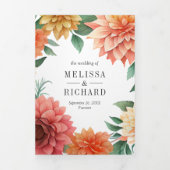Kleurrijke Dahlia Floral Mason Jar QR Code Bruilof Drieluik Uitnodiging (Cover)