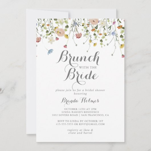 Kleurrijke Dainty Wild Brunch met de bruidsdouche Kaart (Voorkant)