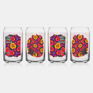 Kleurrijke Daisy Bouquet Patroon Blikvorm Glas