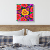 Kleurrijke Daisy Bouquet Patroon Canvas Afdruk (Insitu (Slaapkamer))