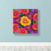 Kleurrijke Daisy Bouquet Patroon Canvas Afdruk (Insitu (Houten vloer))