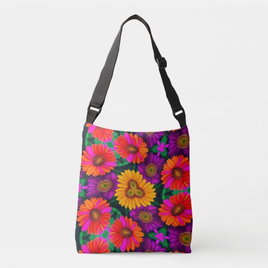 Kleurrijke Daisy Bouquet Patroon Crossbody Tas (Voorkant)