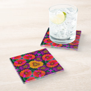 Kleurrijke Daisy Bouquet Patroon Glazen Onderzetter