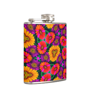 Kleurrijke Daisy Bouquet Patroon Heupfles