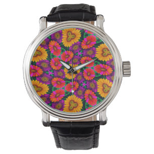 Kleurrijke Daisy Bouquet Patroon Horloge