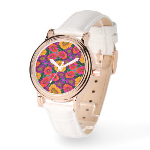 Kleurrijke Daisy Bouquet Patroon Horloge