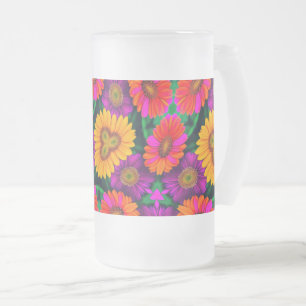 Kleurrijke Daisy Bouquet Patroon Matglas Bierpul