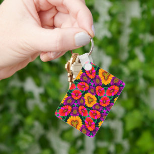 Kleurrijke Daisy Bouquet Patroon Sleutelhanger