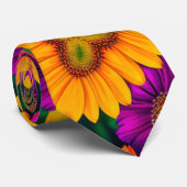 Kleurrijke Daisy Bouquet Patroon Stropdas (Opgerold)