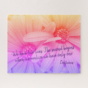 Kleurrijke Daisy Flowers Daisies Confucius Quote Legpuzzel
