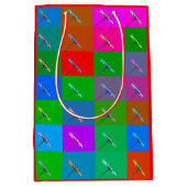 Kleurrijke Daisy Squares, Abstracte kleine lettert Medium Cadeauzakje (Voorkant)