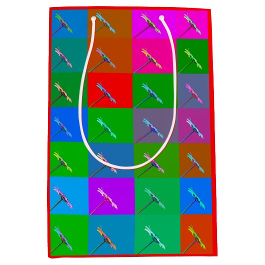 Kleurrijke Daisy Squares, Abstracte kleine lettert Medium Cadeauzakje (Voorkant)