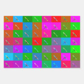 Kleurrijke Daisy Squares Abstracte kunst, Groen Bl Inpakpapier Vel (Voorkant)