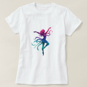 Kleurrijke Dansende Silhouet – Levendig Watercolor T-shirt