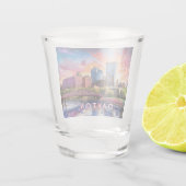 Kleurrijke Dayton Skyline Abstracte kunst Shot Glas (Achterkant)