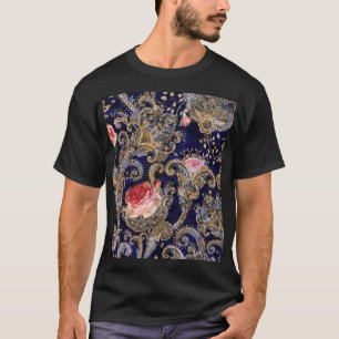 Kleurrijke decoratieve bloemen Batik T-shirt