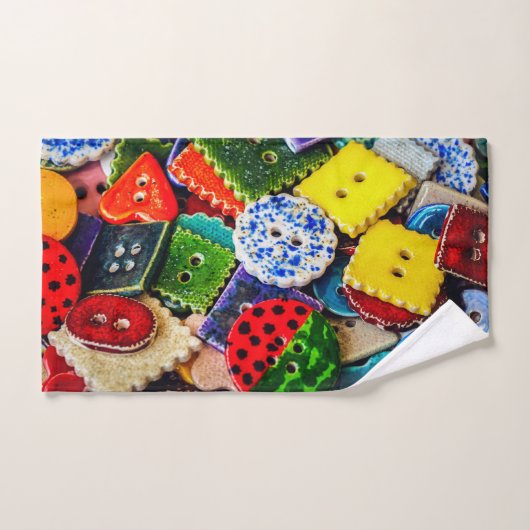 Kleurrijke decoratieve Buttonnen Bad Handdoek (Handdoek)