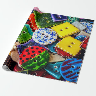 Kleurrijke decoratieve Buttonnen Cadeaupapier