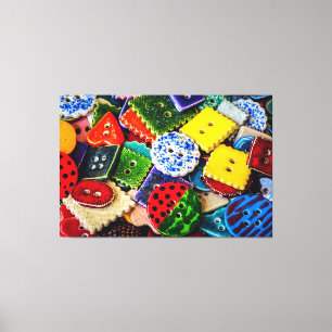 Kleurrijke decoratieve Buttonnen Canvas Afdruk