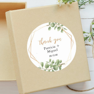 Kleurrijke Delicate Botanische Blad Bruiloft Bedan Ronde Sticker