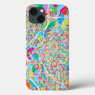 Kleurrijke Denver Kaart iPhone 13 Hoesje