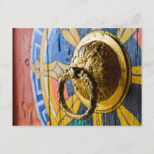 Kleurrijke deurklopper briefkaart