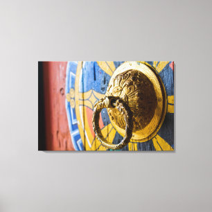 Kleurrijke deurklopper canvas afdruk