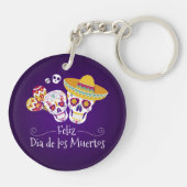 Kleurrijke Dia de los Muertos | Button Sleutelhang Sleutelhanger (Achterkant)