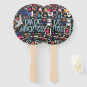 Kleurrijke Dia de los Muertos | Handventilator Handwaaier (Voorkant en achterkant)