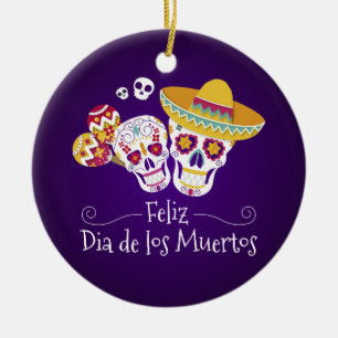 Kleurrijke Dia de los Muertos   Keramische ornamen Keramisch Ornament