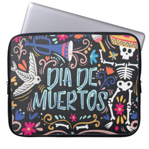 Kleurrijke Dia de los Muertos Laptop Sleeve