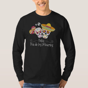 Kleurrijke Dia de Muertos Party Sleeve Shirt