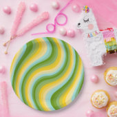 Kleurrijke Diagonal Stripe golven Modern Papieren Bordje (Feest)