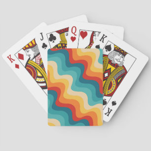 Kleurrijke diagonale golven in retro stijl pokerkaarten