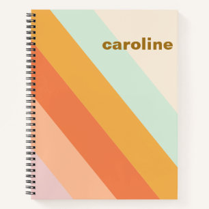 Kleurrijke diagonale streep retro pastel gepersona notitieboek