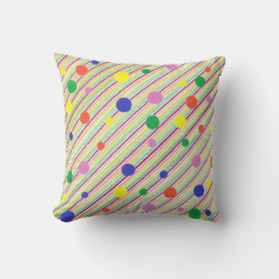 Kleurrijke diagonale strepen en Polka Dots Kussens