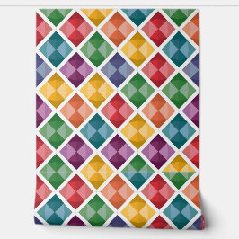 Kleurrijke Diamantpatroon Muurgordijn & Behang
