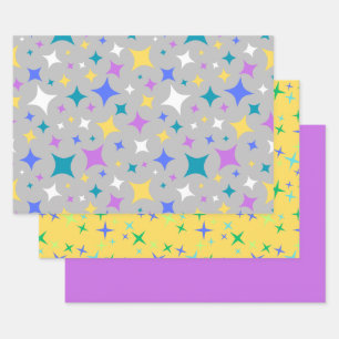 Kleurrijke Diamond Stars Coördinerende Gift Wrap S Inpakpapier Vel