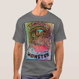 Kleurrijke diepgaande Zee Monster Art Pen Tekening T-shirt