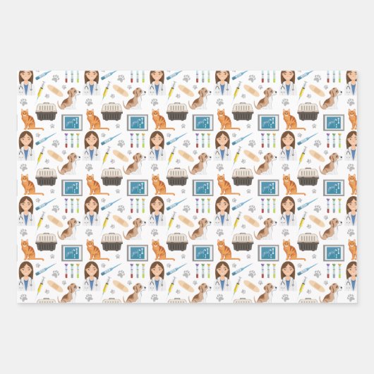 Kleurrijke Dierenarts Dierenarts Dierenarts Patt Inpakpapier Vel (Voorkant 2)