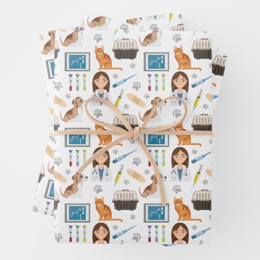 Kleurrijke Dierenarts Dierenarts Dierenarts Patt Inpakpapier Vel (In situ)