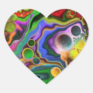 Kleurrijke digitale kunstkleurschilderingen met bl hart sticker