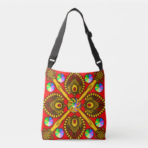 Kleurrijke digitale ontwerp all-over-print cross b crossbody tas