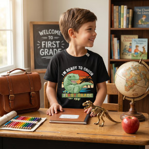 Kleurrijke Dinosaur T-Rex Klaar om 1e Klas te Krak T-shirt